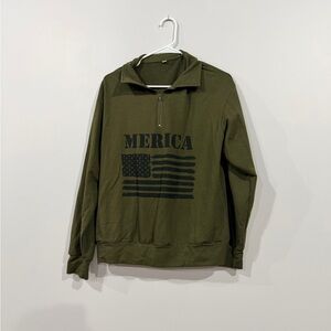 Olive Green 'Merica Flag Pullover